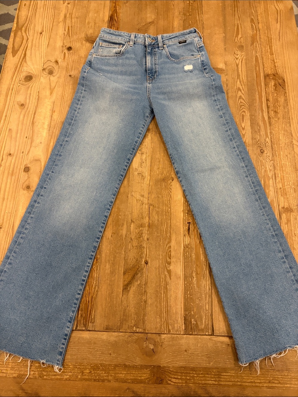 Mavi Light Blue Wide-Leg Jeans with Frayed Hem